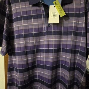 Robert Graham Purple Checkered Polo Shirt New With Tags